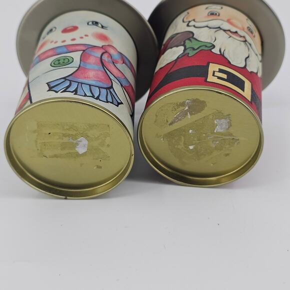 Vintage Christmas Collectible Tin cans Candy Containers Taiwan 90s Santa Snowman - Picture 5 of 9